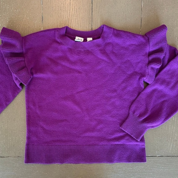 GAP Kids Girls • Size Medium (8-9) • Purple Long-Sleeve Knit Sweater w/Ruffles - Picture 1 of 6